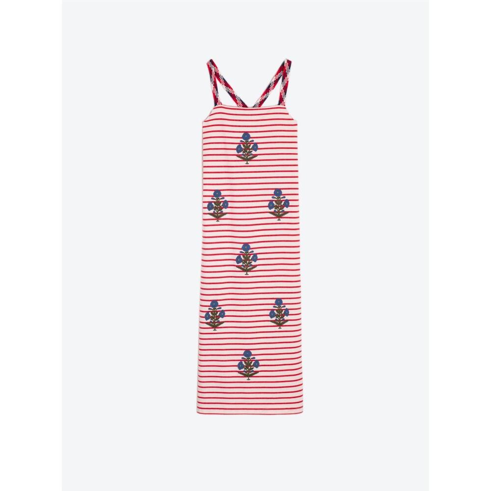 NEW VILAGALLO lilou embroidered midi dress in red white stripe - Picture 5 of 5